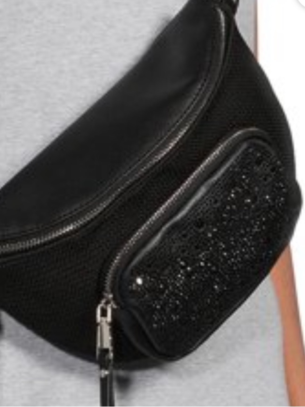 Black Beaded Crossbody Belt chest Bag by Madden